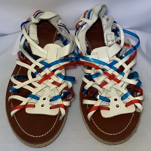 NWOT Tory Burch Huarache Espadrille red white and blue size 10 - Picture 4 of 10